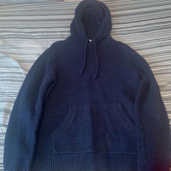Navy Blue Knitted Hoodie - Picture 2 of 4